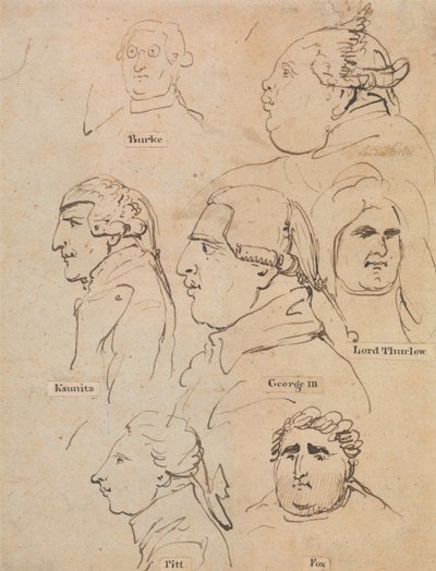 Studies of George III and Statesmen by Thomas Rowlandson